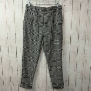 Downeast Women's Gray Glen Plaid Elastic Waist Tapered Ankle Pants 30" Waist